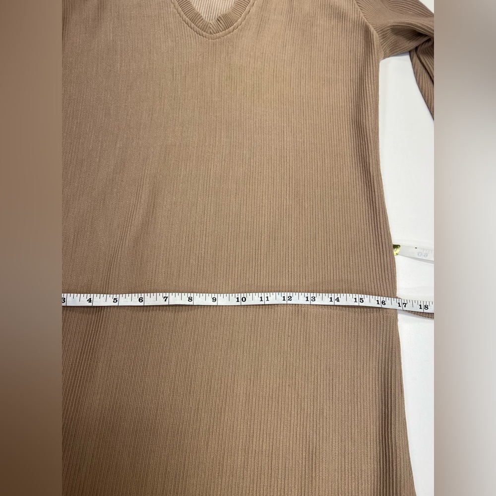 House Of Sunny Split Sleeve Rib Dress With Tie Front Beige Tan Size US 4 Small - Picture 9 of 16